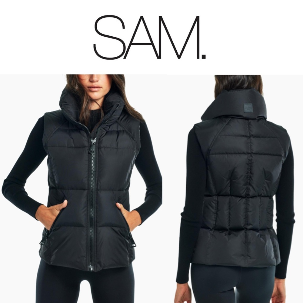 NWT SAM. Freedom Quilted Down Vest in Matte Black SZ Small